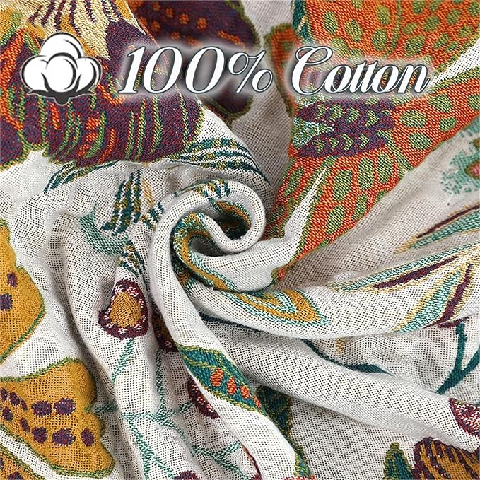 MSGKV 100% Cotton Boho Throw Blanket Woven Blankets, Reversible Versatile KnitWoven Blanket for Bed Couch Sofa, Super Soft Decorative Blanket for Chair Sofa and Living Room, 90''Wx 98''L-Ruum Studio Home