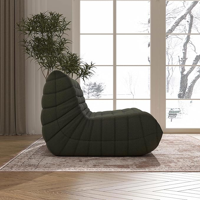 Bean Bag Chair, Loveseat Fireside Chair Bean Bag Sofa Large Bean Bag Chair for Adults, 2 Seater Bean Bag Chairs for Teens with High Density Comfortable Foam, Bean Bag for Living Room, Bedroom (Green)-Ruum Studio Home