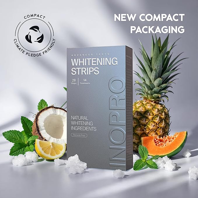 Natural Teeth Whitening Strips Kit 14 Treatments - Sensitive Teeth Whitener, Peroxide Free, Enamel Safe White Strips - Instant Teeth Whitening Without The Harm (28 Strips)-Ruum Studio Home