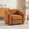 Modern Accent Chair for Living Room, Upholstered Armchair with Boucle Fabric, Single Sofa Chair with Solid Wood Legs, Boucle, Curry-Ruum Studio Home