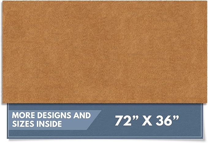 Barnyard Designs Natural Coco Coir Heavy Duty Backing Doormat - Large Cute Non-Slip Front Door Welcome Mat for Outside Entrance or Porch Entry, Brown (36x72, Plain Brown)-Ruum Studio Home