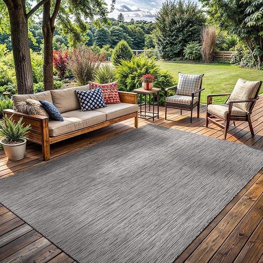 Washable Indoor Outdoor Rug 5x7 Weather Resistant Area Rugs Modern Solid for Porch Deck Balcony Backyard Patio Outside Carpet (5 X 7 Silver Grey)-Ruum Studio Home
