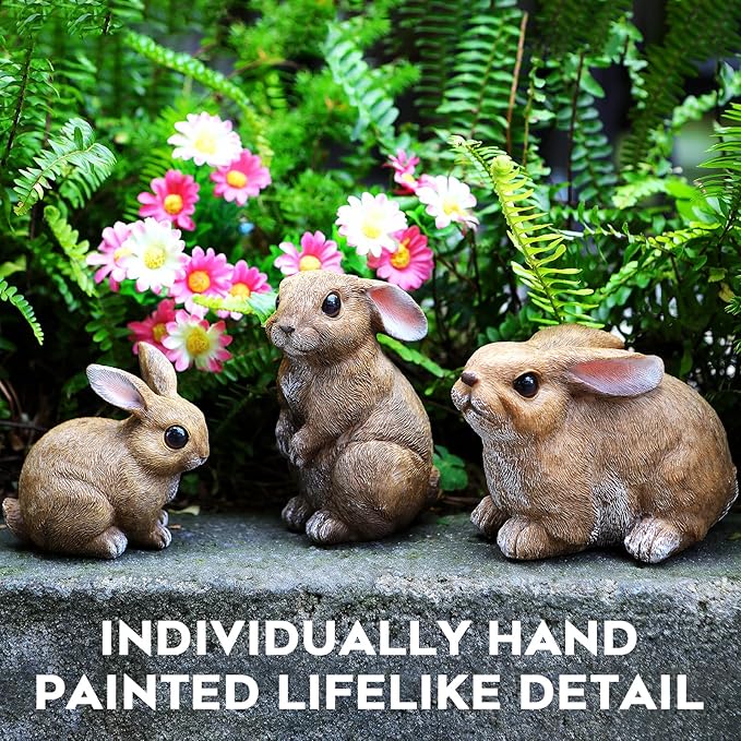 Bunny Decor Yard Decorations Outdoor Set of 3, Bunny Decorations for Home Garden Outdoor Statues, Easter Rabbit Figurines mom Gifts-Ruum Studio Home