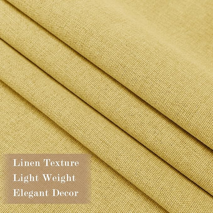 Extra Wide 100% Blackout Linen Textured Curtains - Room Dividers, W200 x L84 (1 Panel), Pinch Pleat Drapes for Living Room, Full Light Block Out Drapery for Sliding Door, Yellow-Ruum Studio Home