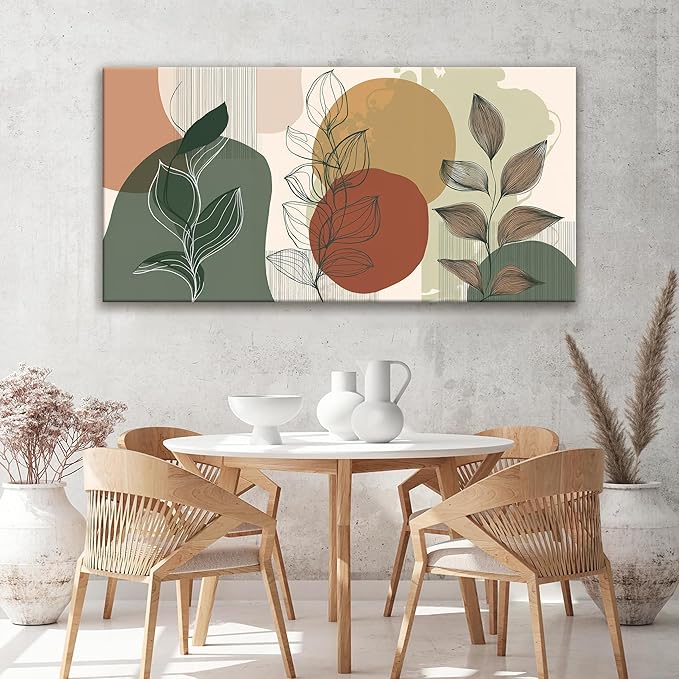 Tsomzxng Canvas Art Wall Decor Abstract Boho Wall Art For Living Room Modern Century Canvas Prints Paintings Pictures Green Botanical Bohemain Wall Art For Hotel Home Wall Artwork 24x48 Inch-Ruum Studio Home