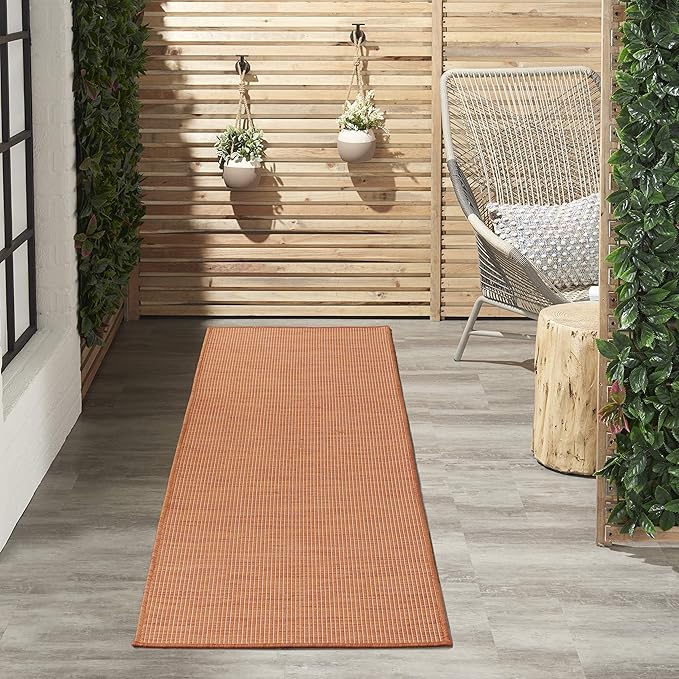 Nourison Positano Indoor/Outdoor Terracotta 2'2" x 8' Area Rug, Easy Cleaning, Non Shedding, Bed Room, Living Room, Dining Room, Backyard, Deck, Patio (2x8)-Ruum Studio Home