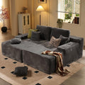 ovios 81" Oversized Sectional Double Lounge Chaise with Cloud Plush Sofa Bed, No Assembly Required, Fluffy Modern Sleeper Loveseat Chair for Indoor Living Room Bedroom Reading, Grey (Plush Fabric)-Ruum Studio Home
