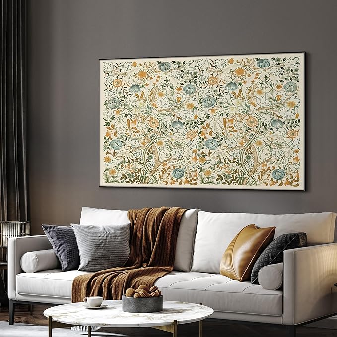 SIGNWIN 30"x60" Extra Large Framed Wall Art Vintage Botanical Floral with Golden and Teal Leaves, Elegant Nature Illustration for Home Living Room Bedroom Decor (Frame Assembly Required)-Ruum Studio Home