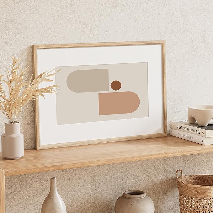 16x24 Poster Frame Natural Solid Oak Photo Frames with 12x18 Removable Mat Wall Hanging Large Handcrafted Frame with HD Plexiglass Wall and Tabletop Display Large Picture Frame-Ruum Studio Home