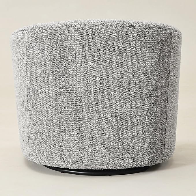 KINWELL Sherpa Swivel Barrel Chair & Round Ball Pillow Set - 34" Wide Modern Boucle Accent Chair with 9” Matching Nordic Decorative Throw Pillow for Living Room and Bedroom(Black White)-Ruum Studio Home