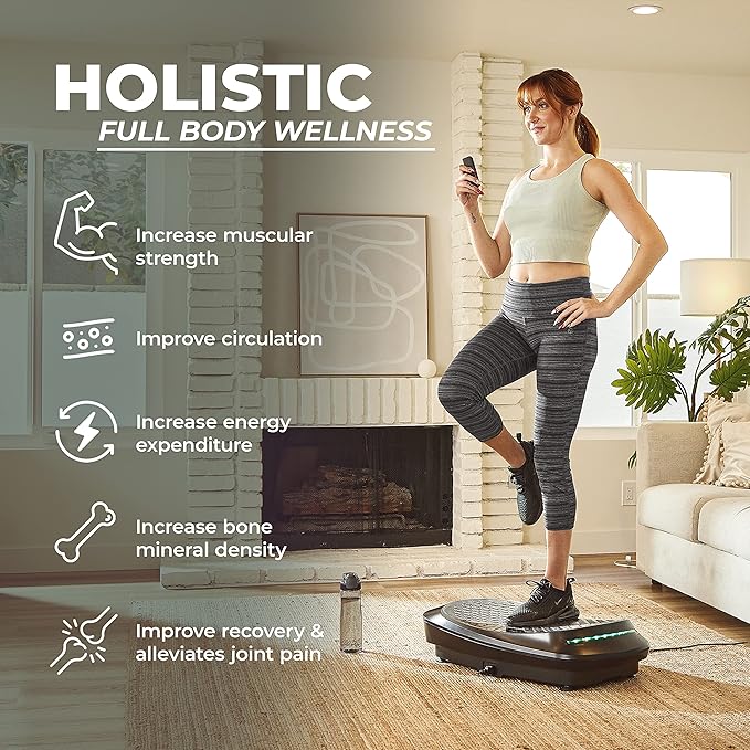 Sunny Health & Fitness Vibration Plate Exercise Machine, Full Body Vibrate Platform for Lymphatic Drainage with Multiple Speeds and Modes, Vibrating Plate Machine for Tension Relief & Weight Loss-Ruum Studio Home