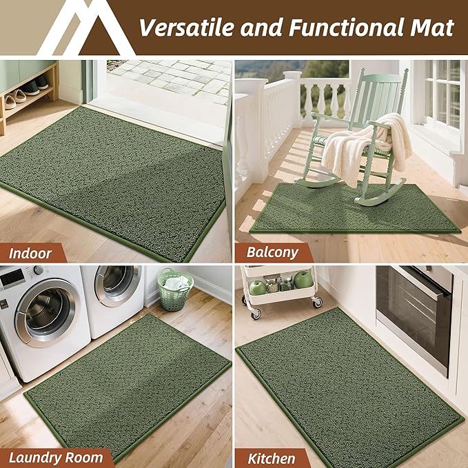 COSY HOMEER-Door-Mat 20" x 32" Non Slip Absorbent Entryway Rugs Dirt Trapper Doormats Washable Entrance Mats Low Pile Welcome Floor Mat for Front Back Door and Entry Mats,Green-Ruum Studio Home