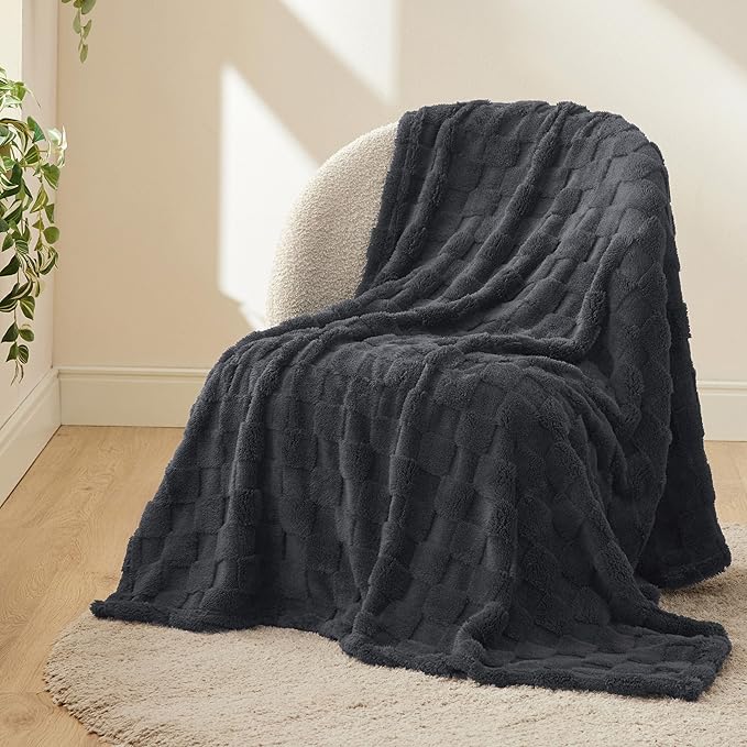 Bedsure GentleSoft Twin Blanket for Bed Dark Grey - Super Soft Cozy Blankets for Women Men Girls, Cute Fuzzy Fleece Throws for Bedroom Couch, 60x80 Inches-Ruum Studio Home