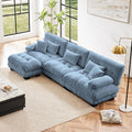 Modular Sectional Sofa, Comfy Cloud Couch 3 Seater Couch with Ottoman, Sectional Couches for Living Room, Modern Chenille L Shaped Couches, Sleeper Deep Seat Sofa with Throw Pillows, Blue-Ruum Studio Home