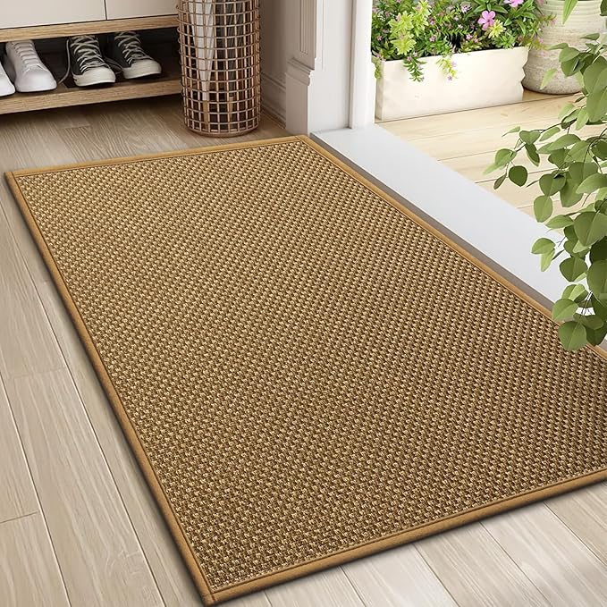 LEKEEPGO Door Mat 24"x36", Non Slip Door Mat Indoor Entrance, Rubber Backing Front Indoor Door mat Washable Absorbent Low-Profile Entryway Entry Resist Dirt Inside Door Mats, Light Brown-Ruum Studio Home