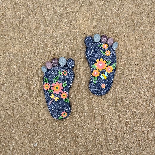 Stepping Stones Garden Decorative Stones for Patio, Deck, Garden or Sidewalk Home Decor Footprint Shaped Stepping Stones Set of 2 （Dark Grey）-Ruum Studio Home