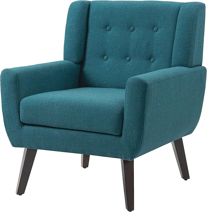 UIXE Accent Chair, Modern Upholstered Armchair in Fabric for Living Room, Comfy Club Arm Chairs Single Sofa Button Tufted Bedroom Reading Seat - Turquoise Blue, Set of 2-Ruum Studio Home