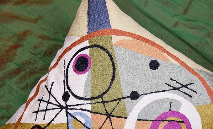 Kandinsky Abstract Throw Pillow Cover - Circles | Modern Couch & Outdoor Pillow | Mid Century Chair Cushions | Handmade Wool Size 18x18-Ruum Studio Home