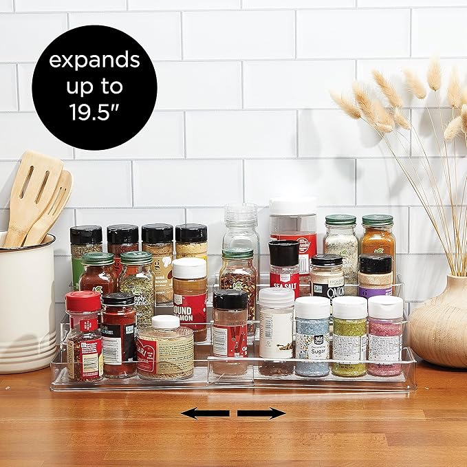SIMPLEMADE 3-Tier Spice Rack Organizer - Versatile Storage Shelf for Kitchen, Bathroom, Bedroom & Office, Set of 2, Expandable Clear-Ruum Studio Home