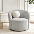 KINWELL Sherpa Swivel Barrel Chair & Round Ball Pillow Set - 34" Wide Modern Boucle Accent Chair with 9” Matching Nordic Decorative Throw Pillow for Living Room and Bedroom(Black White)-Ruum Studio Home