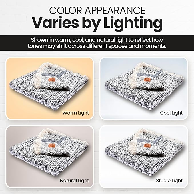 Gold Case Throw Blanket for Couch – 100% Recycled Turkish Cotton Blankets & Throws – Elegant Decorative Throw Blankets for Living Room Sofa – Woven Throws for Couch – Vintage Navy Blue – 50x60-Ruum Studio Home