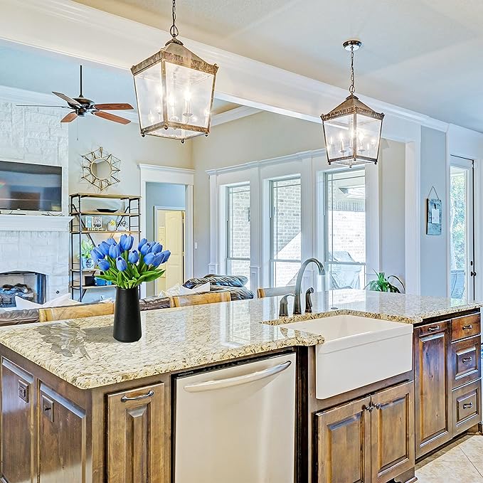 Mandy's Artificial Tulips 20 Stems Light Blue PU Faux Flowers for Wedding Home Decor 13.5 Inch-Ruum Studio Home