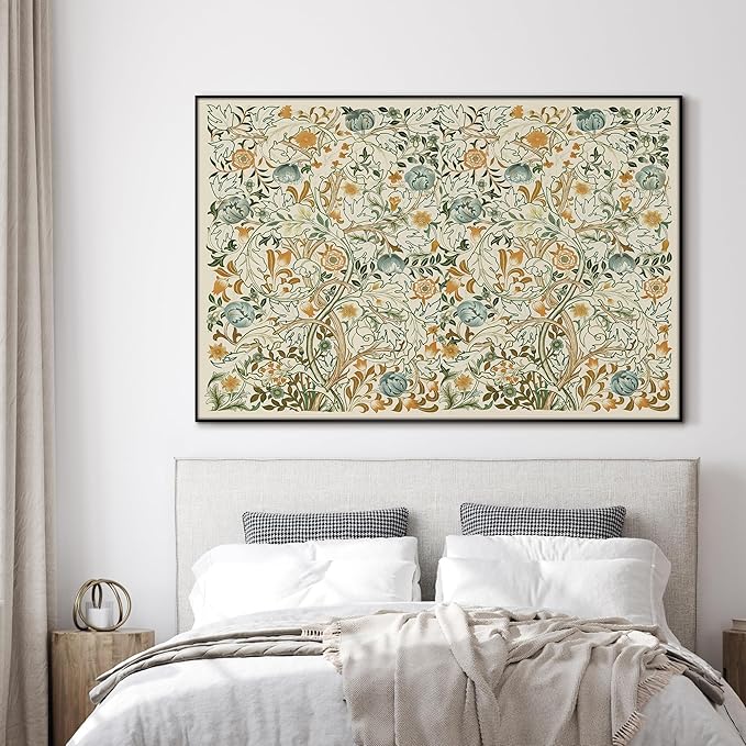 SIGNWIN 46"x72" Extra Large Framed Wall Art Vintage Botanical Floral with Golden and Teal Leaves, Elegant Nature Illustration for Home Living Room Bedroom Decor (Frame Assembly Required)-Ruum Studio Home