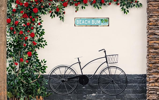 Vintage Tin Sign Retro Metal Beach Bum Blvd Signs Stylish Wall Art Plaques for Home Decor Bathroom Kitchen House and Gothic Wall Decor or as a Unique Poster 16x4 in-Ruum Studio Home