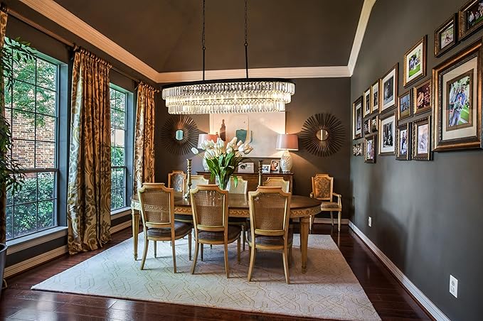 TOCHIC Crystal Chandelier 47 inch, 9 Lights Large Black Crystal Chandeliers for Dining Room, Modern Farmhouse Oval Chandelier Kitchen Island Lighting Fixture for High Ceiling, Living Room, Bar-Ruum Studio Home