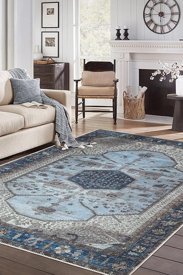 Keen Home Design 9x12 Rug - Machine Washable Area Rug with Non-Slip Backing, Ideal for Living Room, Dining Room, Bedroom - Vintage, Easy Clean, Durable, Low Pile Rug - (9' x 12')-Ruum Studio Home