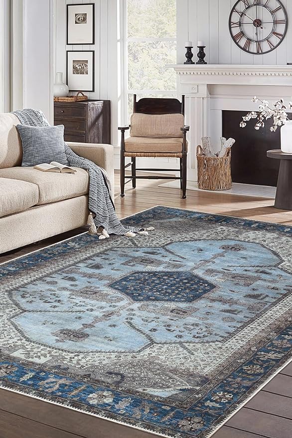 Keen Home Design 3x5 Rug - Machine Washable Entry Rug with Non-Slip Backing, Ideal for Enteryway, Kitchen, Bathroom, Laundry Room - Vintage, Easy Clean, Durable, Low Pile Rug - (3' x 5')-Ruum Studio Home