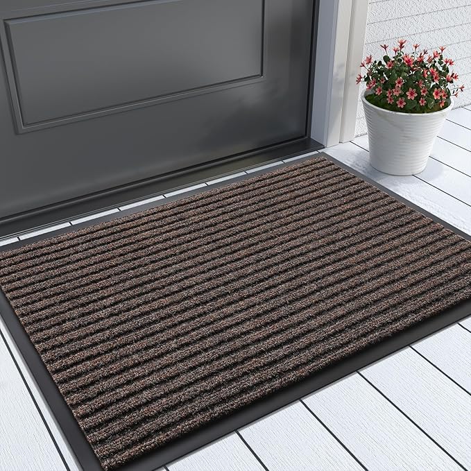 Yimobra Front Door Mat Outdoor Indoor Entrance, 100% Waterproof All-Season All Weather Doormat, Welcome Matt Outside Entry, Non Slip, Low Profile, Heavy Duty Patio Porch Floor Mats,29.5 x 17-Ruum Studio Home