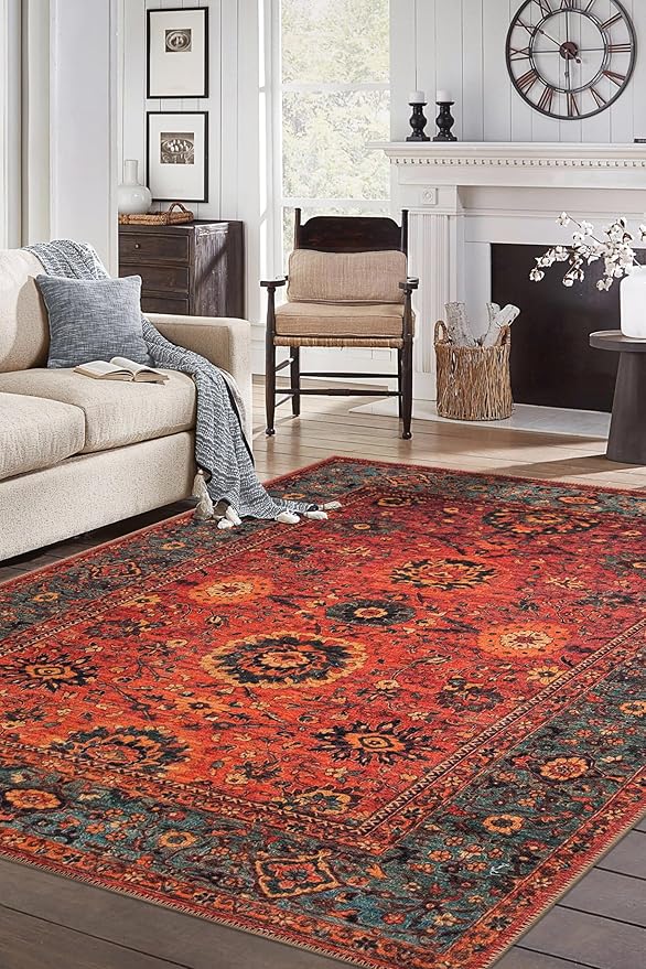 Keen Home Design 8x10 Rug - Machine Washable Area Rug with Non-Slip Backing, Ideal for Living Room, Dining Room, Bedroom - Vintage, Easy Clean, Durable, Low Pile Rug - (8' x 10')-Ruum Studio Home