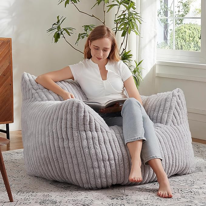 Giant Bean Bag Chairs for Adults with Filling Plush Fluffy Bean Bag Chairs for Teens with Armrests Comfy BeanBag Lazy Couch Sofa Chair for Bedroom Living Room Reading-Ruum Studio Home