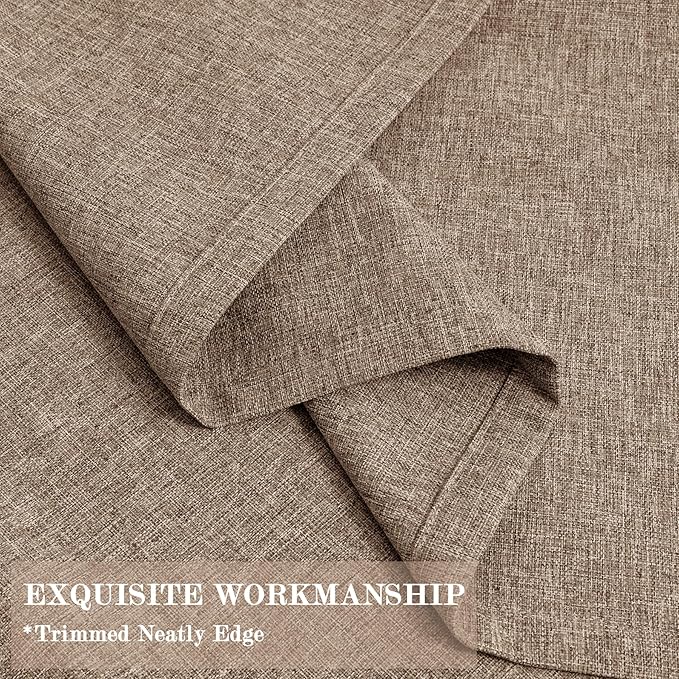 Extra Wide 100% Blackout Linen Textured Curtains - Room Dividers, W200 x L96 (1 Panel), Pinch Pleat Drapes for Living Room, Full Light Block Out Drapery for Sliding Door, Taupe-Ruum Studio Home