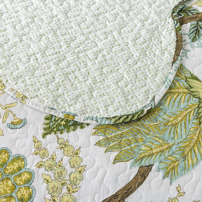 NEWLAKE Cotton Bedspread Quilt Sets - Reversible Patchwork Coverlet Set, Floral Vine Pattern, King Size-Ruum Studio Home