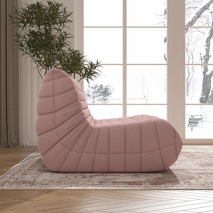 Big Bean Bag Chairs for Adults, 3 Seater Large Bean Bag Sofa, Fireside Chair Lazy Sofa Chair with High Density Comfortable Foam, Modern Bean Bag for Living Room, Bedroom, Office (Pink)-Ruum Studio Home