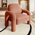 Modern Sherpa Accent Chair, Teddy Upholstered Arm Single Sofa, Cozy Fluffy Reading Chair for Living Room, Bedrooms, Corner (Orange)-Ruum Studio Home