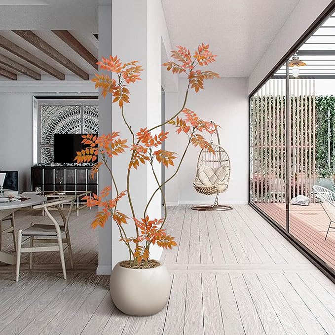 Artificial Mahonia Fortunei Tree 6ft,Tall Fake Plant Artificial Sumac Tree, Faux Plants Indoor Fake Plants Decor with Pots for Home Office Bathroom Bedroom Living Room Decorations Housewarming-Ruum Studio Home