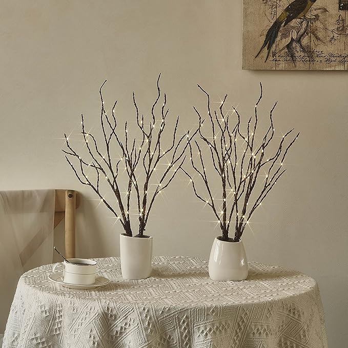 Birchlitland Lighted Brown Branches 18IN 70L Warm White Fairy Lights, LED Willow Branch Lights with Timer Battery Operated for Home Bedroom Living Room Vase Decoration-Ruum Studio Home