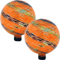 Sunnydaze 10-Inch Gazing Ball for Garden - Glass Gazing Globe for Outside - Garden Orb Yard Decor - Sunset Sky - Set of 2-Ruum Studio Home