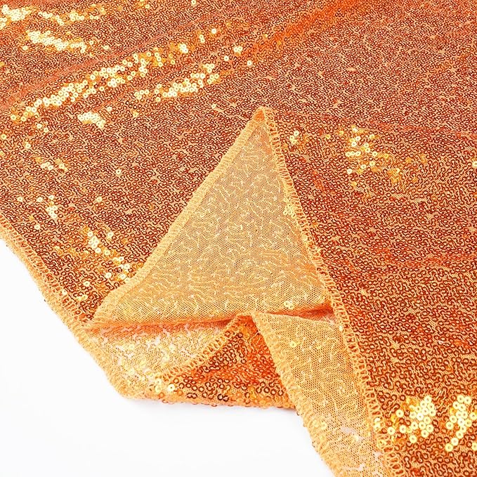 SquarePie Sequin Tablecloth 50 x 72 Inch Orange Sparkly Table Cloth for Halloween Thanksgiving Party Decoration-Ruum Studio Home
