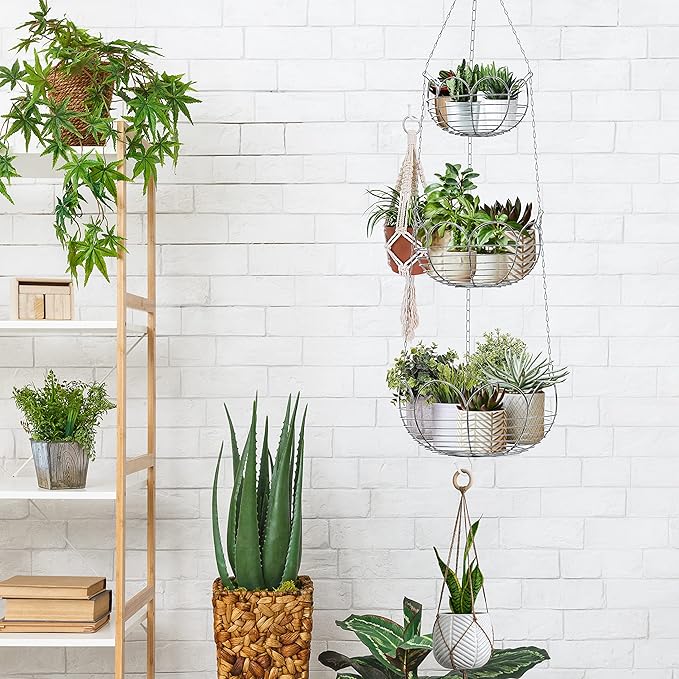 Simple Houseware Modern 3-Tier Hanging Fruit Basket, Chrome-Ruum Studio Home
