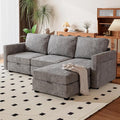 mestyl Modular Sectional Sofa Convertible L Shaped Sofa Couch Set with Storage for Living Room, Modern 3 Seater Modular Sectional Couch with Movable Ottoman (Grey)-Ruum Studio Home