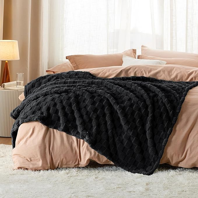 Bedsure GentleSoft Black Throw Blanket for Couch - Super Soft Cozy Blankets Gifts for Women Men Girls, Cute Small Fleece Throws for Bedroom Home Decor, 50x70 Inches-Ruum Studio Home