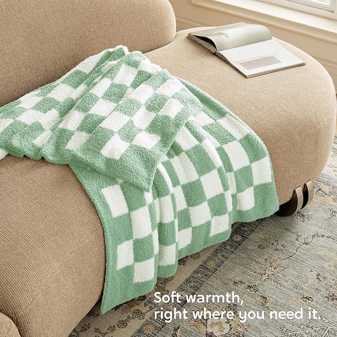 Joiedomi Throw Blanket for Couch, Sage Green Checkered Knitted Blankets Gifts for Women Mom Girls, Cozy Cute Soft Throw Home Room Decor Aesthetic Women Mothers Birthday Gifts 50x60 Inches-Ruum Studio Home