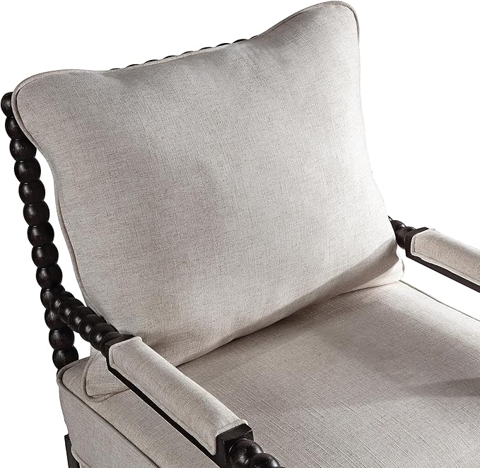 DUHOME Linen Fabric Spindle Accent Chairs Set of 2,Bobbin Chair with High Resilience Spring Cushion and Armrest Pads, Leisure Armchair for Living Room Bedroom Farmhouse Home Office Belcony-Ruum Studio Home