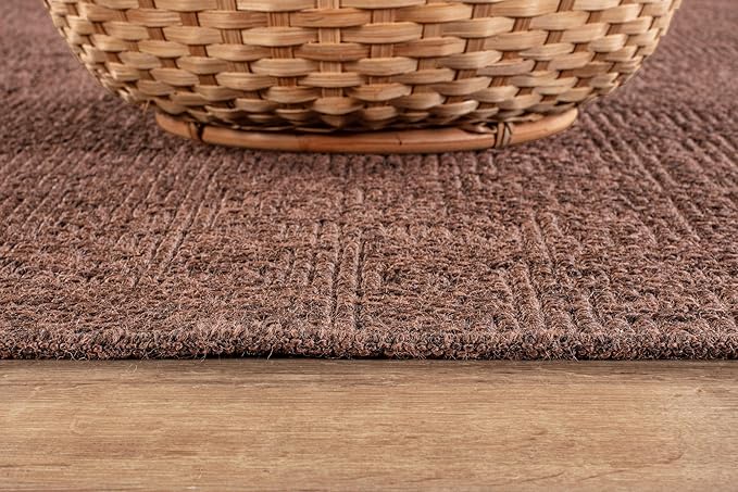 CAMILSON Easy Jute Round Rug 4ft Indoor Outdoor Brown Color Fiber Area Rugs for Living Room Patio and Kitchen Rug, Solid Boho Woven Design Easy-Cleaning Washable Outside Carpet Alfombras (4 Round)-Ruum Studio Home