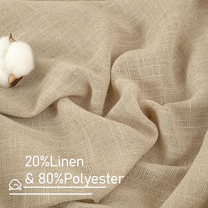LAMIT 102 Inch Length Light Filtering Sheer Linen Curtains, Linen Textured Semi Sheer Bronze Grommet Natural Boho Drapes for Living Room/Farmhouse, 2 Panels, Brown, 52 x 102 Inch-Ruum Studio Home