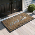 Yimobra Welcome Mat, Heavy Duty Sturdy Door Mats for Home Entrance Outdoor Indoor, Front Doormat for Outside Patio Floor Entry Porch Garage Office, Waterproof, Low Profile, 47 x 24, Beige Brown-Ruum Studio Home
